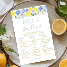 Blå Blommigt Lemon What's in your Purse Game