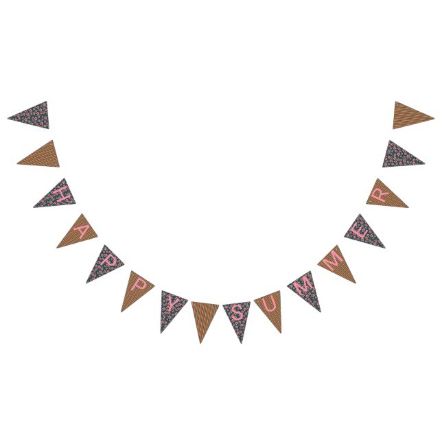 Blå Blommigt Lycklig sommarbanderoll Vimplar (Alla)