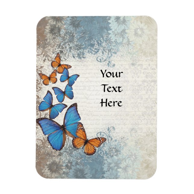 Blå blommigt magnet (Vertikal)