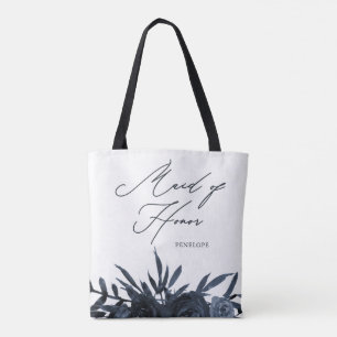 Blå Blommigt med Maid of honor-skript Tygkasse