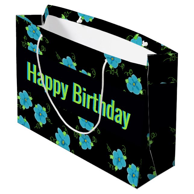 Blå Blommigt med svart (Baksidan Vinklad)