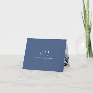 Blå Blommigt Monogram par Initialer Personlig Anteckningskort