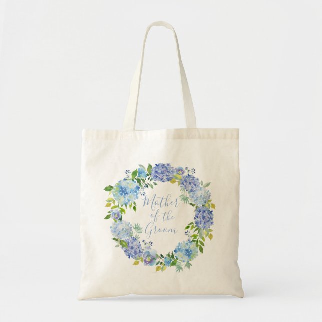Blå Blommigt Mor i gipsgåvan från Groom Tote Bag Tygkasse (Framsidan)