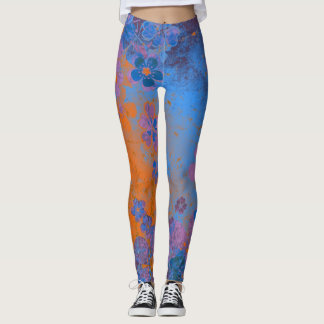 Blå Blommigt nr 3 Leggings