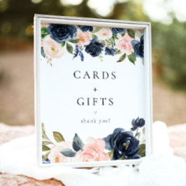 Blå Blommigt- och presentkort för Romantisk flotta Poster