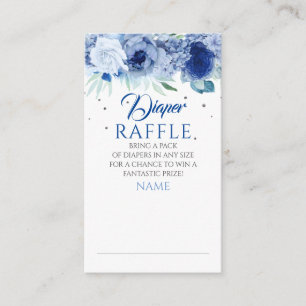Blå Blommigt- och Silver-punkter - nedgång Raffle Tilläggskort