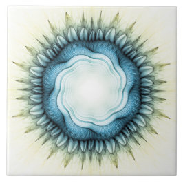 Blå blommigt, ornament kakelplatta