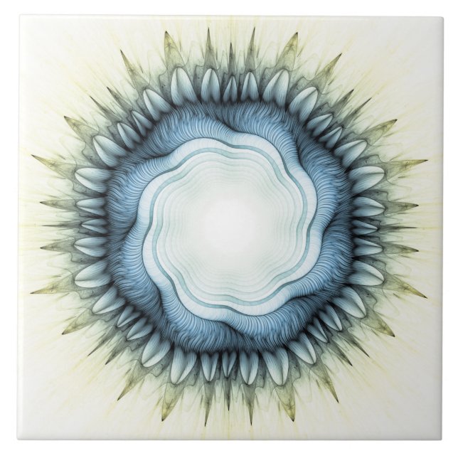 Blå blommigt, ornament kakelplatta (Framsidan)