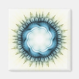 Blå blommigt, ornament magnet