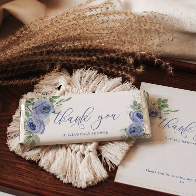 Blå Blommigt Personlig Candy Pub Wrapper (Skapare uppladdad)