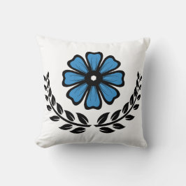 Blå Blommigt - Polyester Dekorativ kudde 16 tum x 
