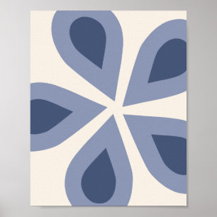 Blå Blommigt Poster