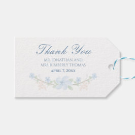 Blå Blommigt Presentetikett