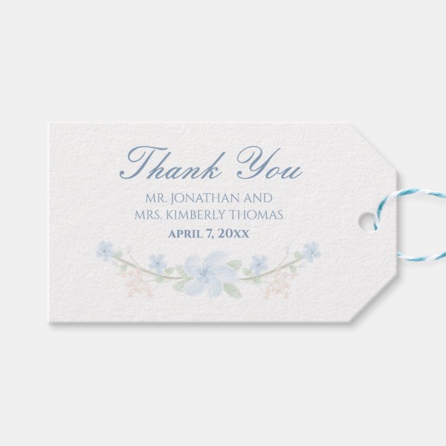 Blå Blommigt Presentetikett (Framsidan (Horisontell))