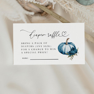 Blå Blommigt Pumpkin Diaper Raffle Biljett Tilläggskort