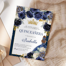 Blå Blommigt Quinceanera Mis Quince Anos Inbjudningar