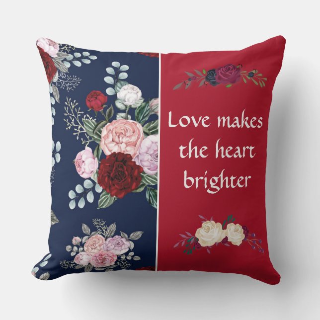Blå Blommigt Reversible Decorative Pillow Kudde (Framsida)