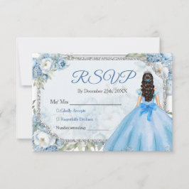 Blå Blommigt Silver Krona Quinceañera Osa Tack Kort