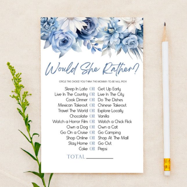 Blå Blommigt skulle hon hellre se babykläder. (Skapare uppladdad)