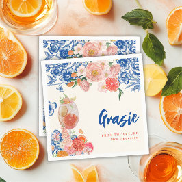 Blå blommigt som är Amore Möhippa grazie Pappersservett