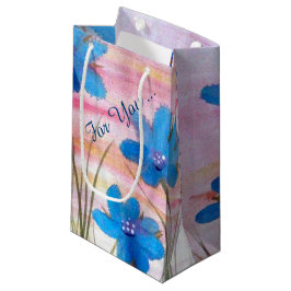 Blå blommigt tack för din presentsäck