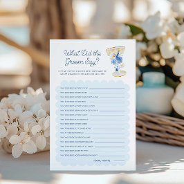 Blå Blommigt Vad gjorde Groom-Möhippan spel