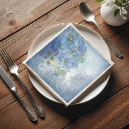 Blå Blommigt - vattenfärgspoppies - avsvärtning Pappersservett