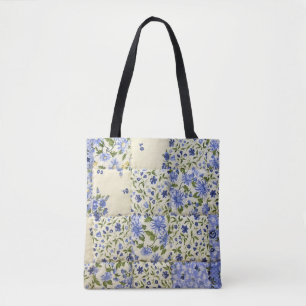 Blå blommigt-vinklingsdesign tygkasse