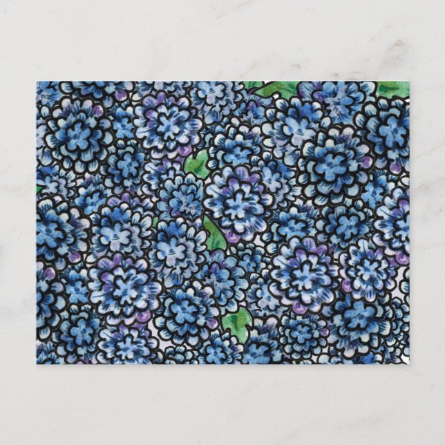 Blå Blommigt Vykort (Framsida)