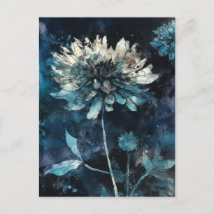 Blå Blommigt Vykort