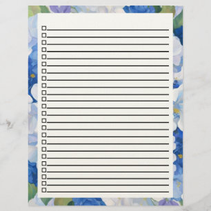 Blå Blommigtar att göra lista Brevhuvud