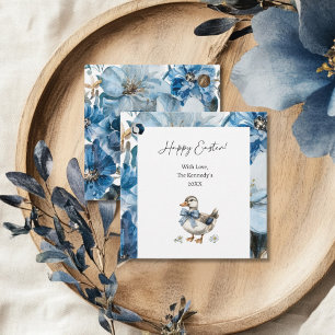 Blå blommigten Anka Påsk Gåvor Etiketter