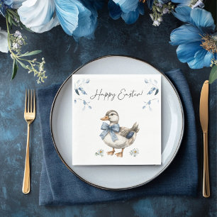 Blå blommigten Anka Påsk Pappersservett