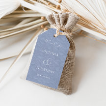 Blå Blommigten Bröllop Tack