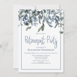 Blå Blommigten Pension Party Inbjudningar