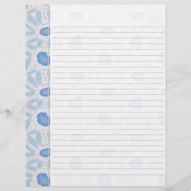 Blå Blommigten Retro Abstrakt Mönster (Framsida)