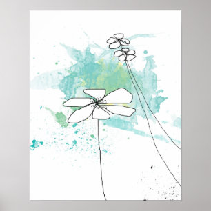 Blå Blommigten Stänk-Poster Poster