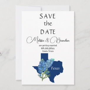Blå Blommigten Texas Rustic Bröllop Inbjudningar
