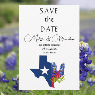 Blå Blommigten Texas Rustic Bröllop Inbjudningar