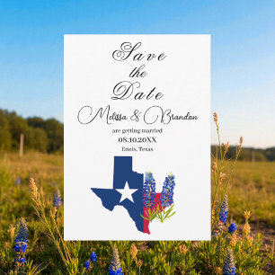 Blå Blommigten Texas Rustic Bröllop Inbjudningar