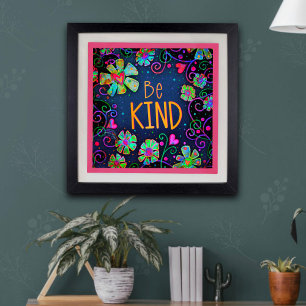 Blå Blommigtens inspirationslära "Be Kind"-skola Poster