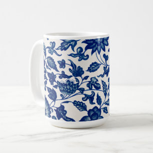Blå Blommönster Kaffemugg