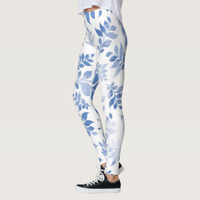 Blå Blommönster Leggings (Vänster)