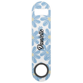 Blå Blommönster - öppnare för Personlig Flaska Långa Flaskppnare