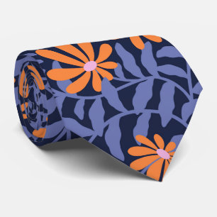 Blå blommor - blå orange slips