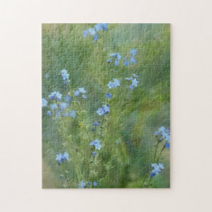 Blå Blommor Blommig Natur Konst Pussel