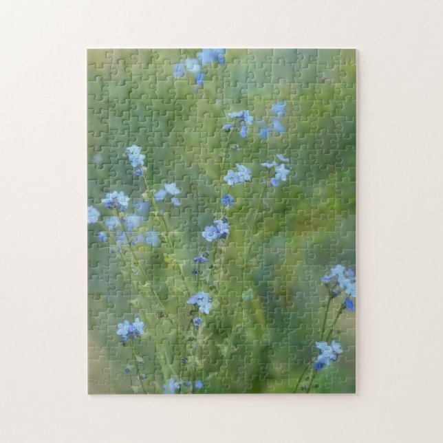 Blå Blommor Blommig Natur Konst Pussel (Vertikal)