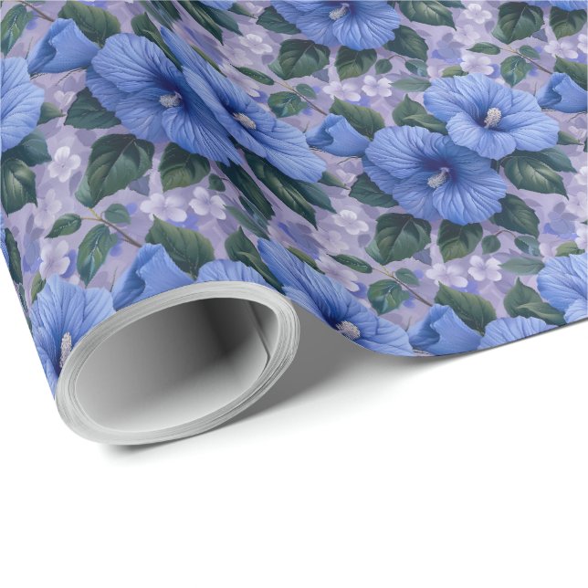Blå blommor Blommig presentinslagspapper Omslag Presentpapper (Rullad Hörn)