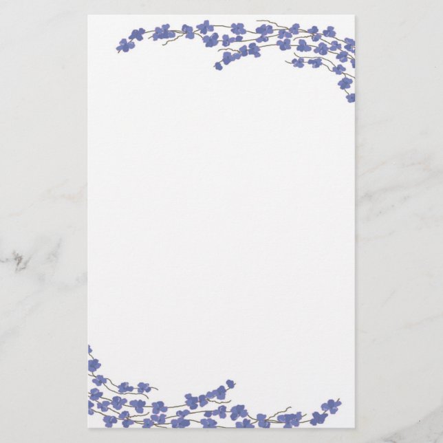 Blå Blommor Brevpapper (Framsida)