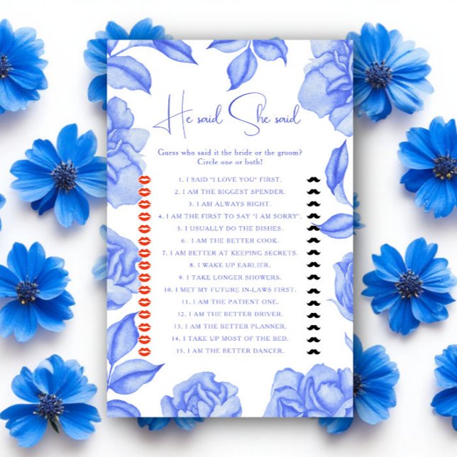 Blå blommor Bröllopsdusch Han sa hon sa (Skapare uppladdad)
